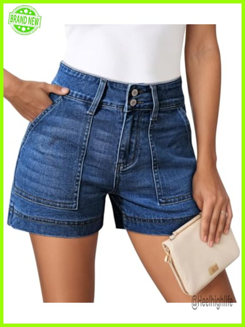 High Waisted Denim Shorts Womens Casual Summer Hot Shorts Jean Patch Pocket